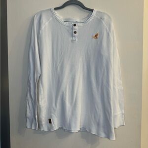 Kangol Men’s White Waffle Knit Henley Top Size Large